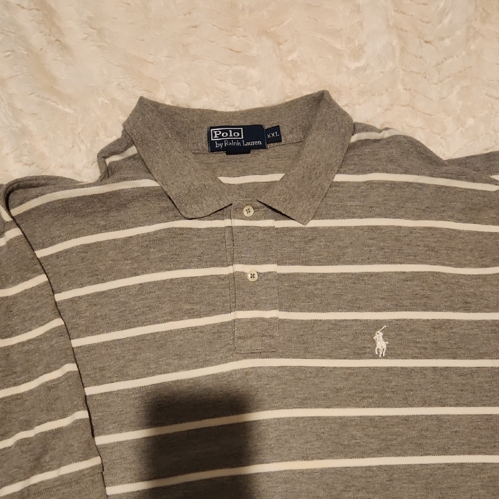 Polo by Ralph Lauren Men's Polo in Gray and White Stripes